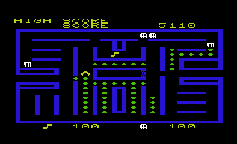 Snakman Commodore VIC-20 Screenshot: Pick up the musical note for bonus points!