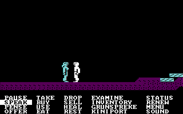 Below the Root IBM PC/Compatibles Screenshot: Pull up the menu to speak with people or perform other actions.