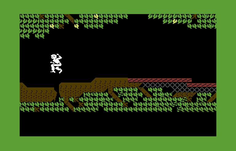 Below the Root Commodore 64 Screenshot: Jumping over a gap in the tree.