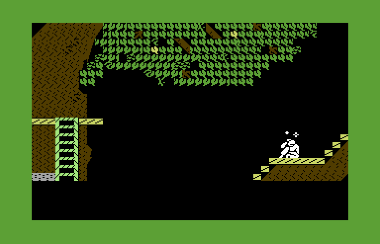 Below the Root Commodore 64 Screenshot: Ouch, I fell from a branch!