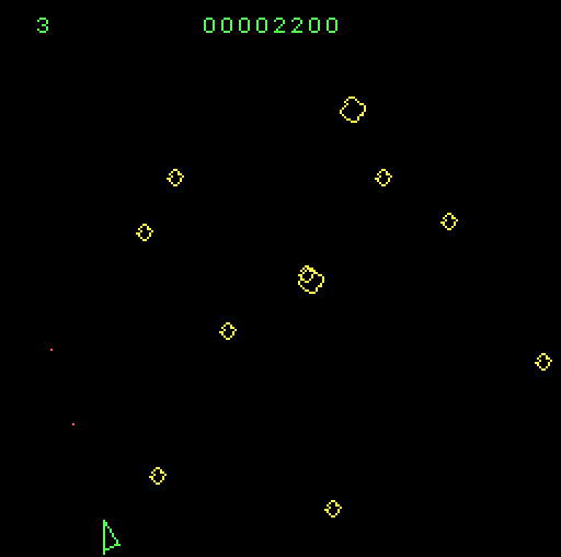 Astro-Dodge IBM PC/Compatibles Screenshot: Blasting asteroids...