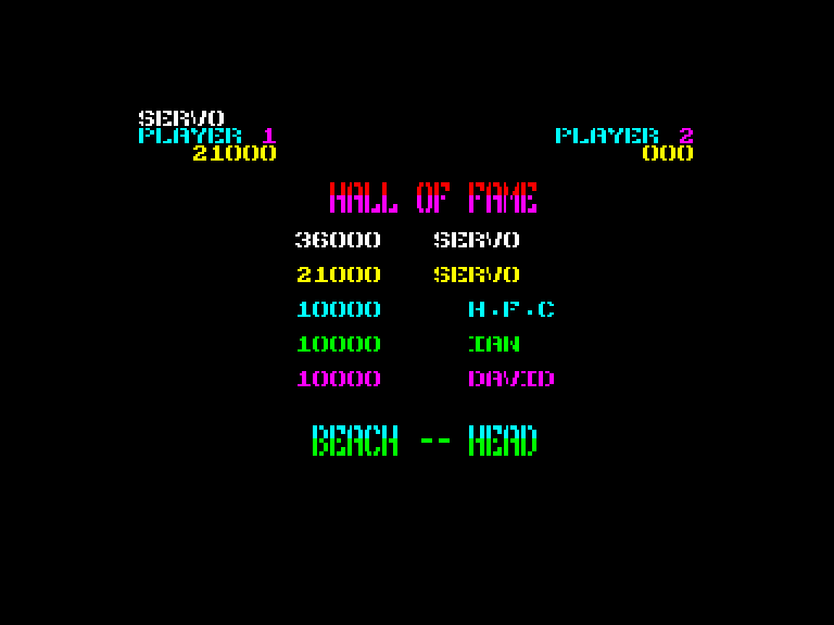 Beach-Head Enterprise Screenshot: Game over, here are the scores...