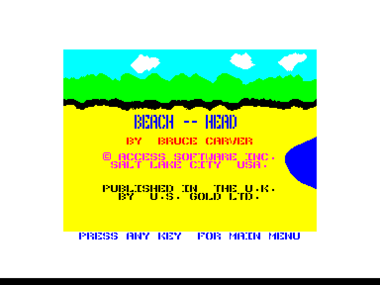 Beach-Head Enterprise Screenshot: Press a key for main menu.