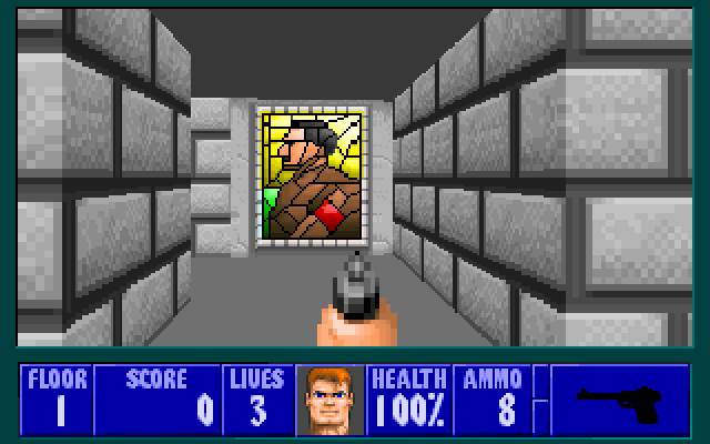 Wolfenstein 3D IBM PC/Compatibles Screenshot: Exploring another hallway...