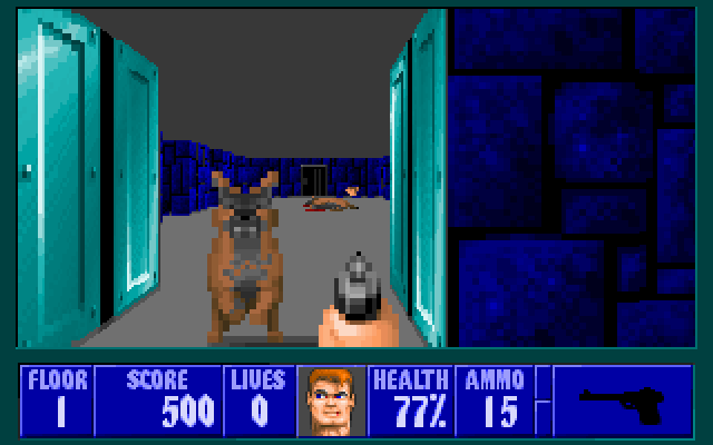 Wolfenstein 3D IBM PC/Compatibles Screenshot: Attack dog!