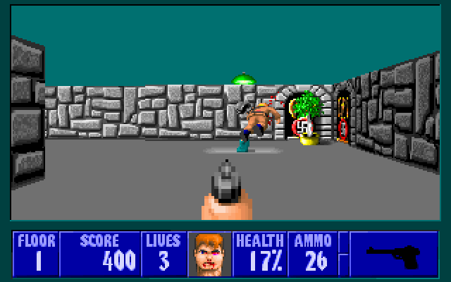 Wolfenstein 3D IBM PC/Compatibles Screenshot: Target hit!