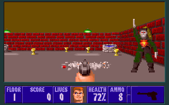 Wolfenstein 3D IBM PC/Compatibles Screenshot: Under attack!