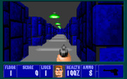Wolfenstein 3D for IBM PC/Compatibles - A long hallway, with lots of places for enemies to hide...