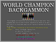World Champion Backgammon for IBM PC/Compatibles - Title screen.