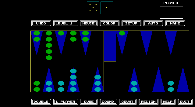 World Champion Backgammon IBM PC/Compatibles Screenshot: Computer player's turn...