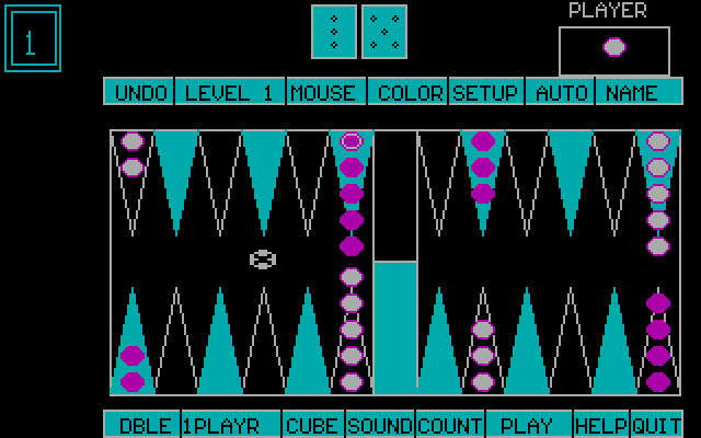 World Champion Backgammon IBM PC/Compatibles Screenshot: Select your next move...