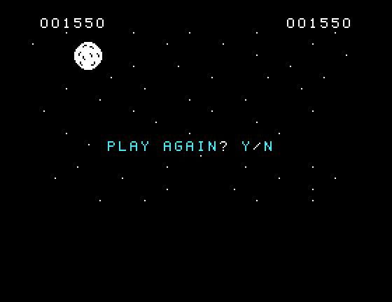 Zero Zone TI-99/4A Screenshot: Play again?