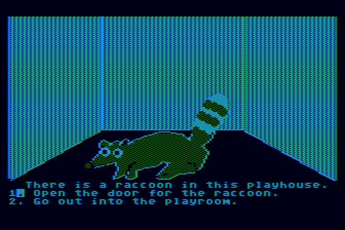 Dragon's Keep Atari 8-bit Screenshot: Found the raccoon...