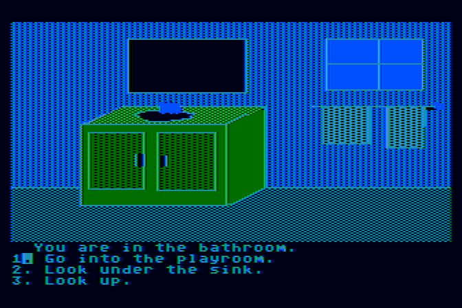 Dragon's Keep Atari 8-bit Screenshot: Here's the bathroom.