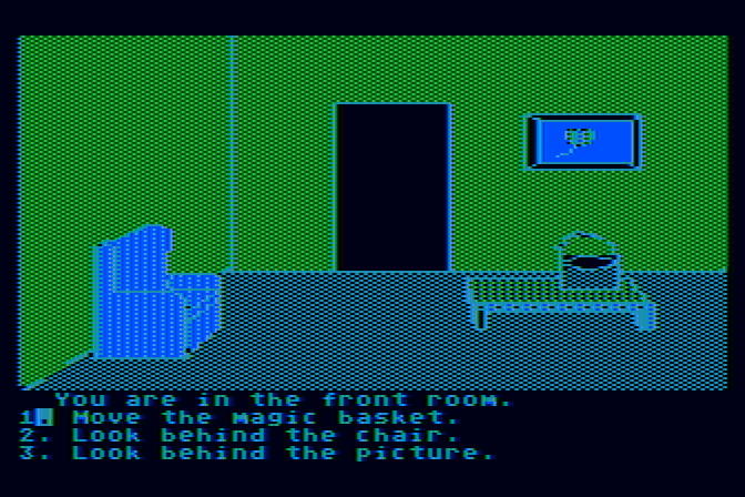 Dragon's Keep Atari 8-bit Screenshot: Entering the front room...