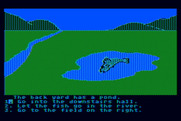 Dragon's Keep for Atari 8-bit - A fish is trapped in the pond.