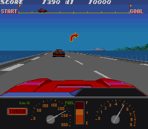 Konami GT Arcade Screenshot: Sharp turn ahead!
