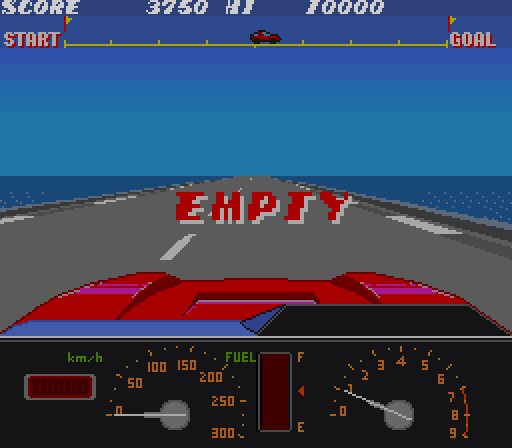 Konami GT Arcade Screenshot: Out of fuel...Game Over.