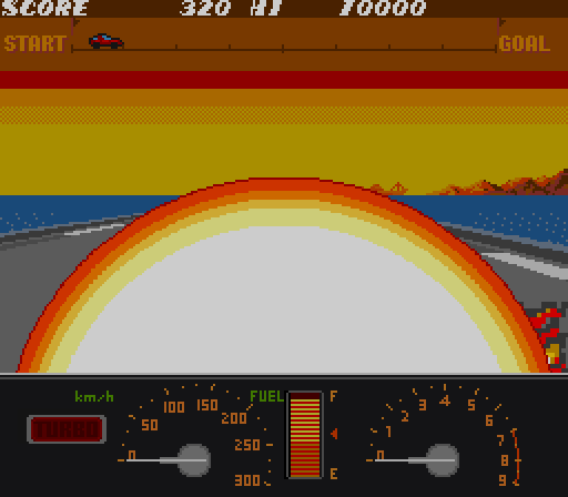 Konami GT Arcade Screenshot: Crash! I hit another car...
