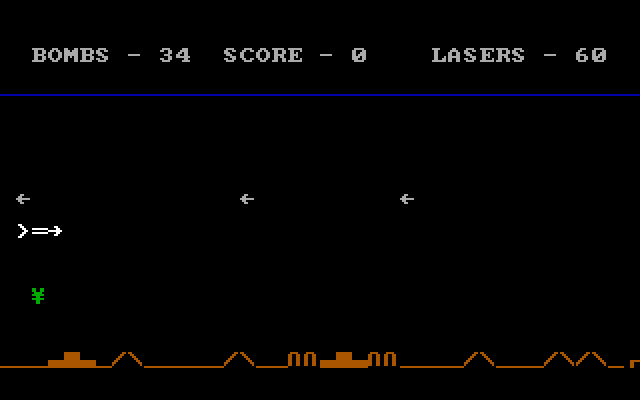 Attack IBM PC/Compatibles Screenshot: Attempting to bomb a building.