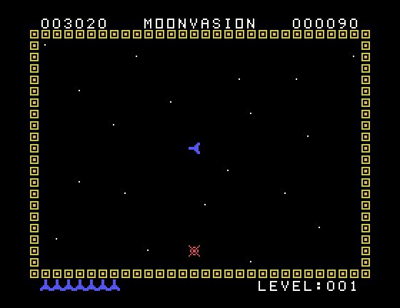 Moonvasion TI-99/4A Screenshot: Blast opponents before they blast you!