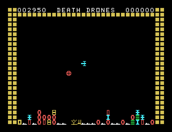 Death Drones TI-99/4A Screenshot: Here comes a death drone!