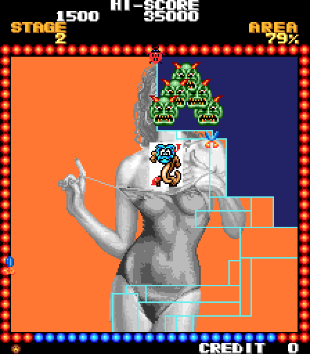 Perestroika Girls Arcade Screenshot: The more you draw, the more of the picture is revealed...