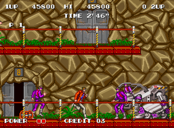S.P.Y. Special Project Y Arcade Screenshot: You need to jump your way up multiple platforms on this stage!