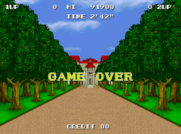 S.P.Y. Special Project Y Arcade Screenshot: Game over.