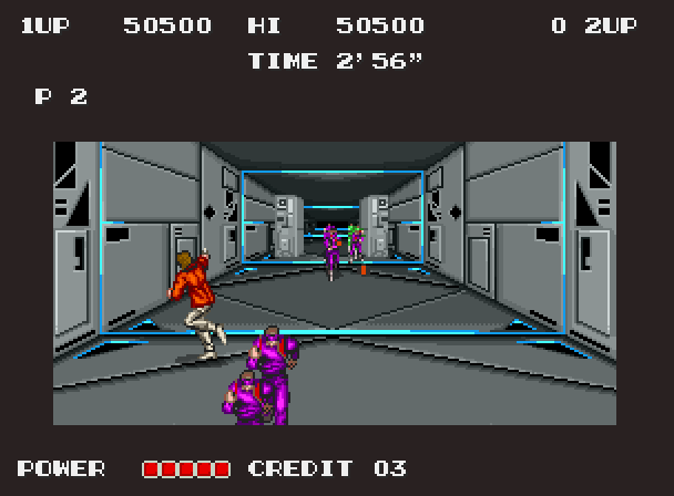 S.P.Y. Special Project Y Arcade Screenshot: Another 3D level; run through this fortress-maze!