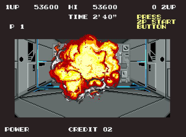 S.P.Y. Special Project Y Arcade Screenshot: Ouch, I was hit!
