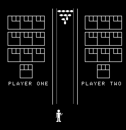Robot Bowl Arcade Screenshot: Knocked down all but two of the pins...