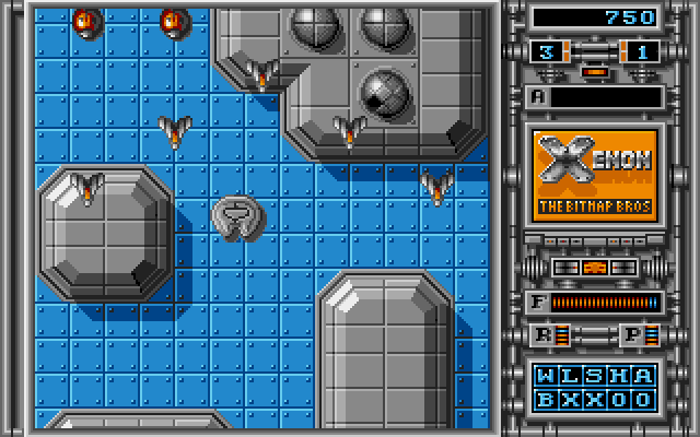 Xenon Amiga Screenshot: You need to navigate around the walls when in tank form.