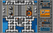 Xenon for Amiga - Opponents can pop up from certain tiles in the playfield.