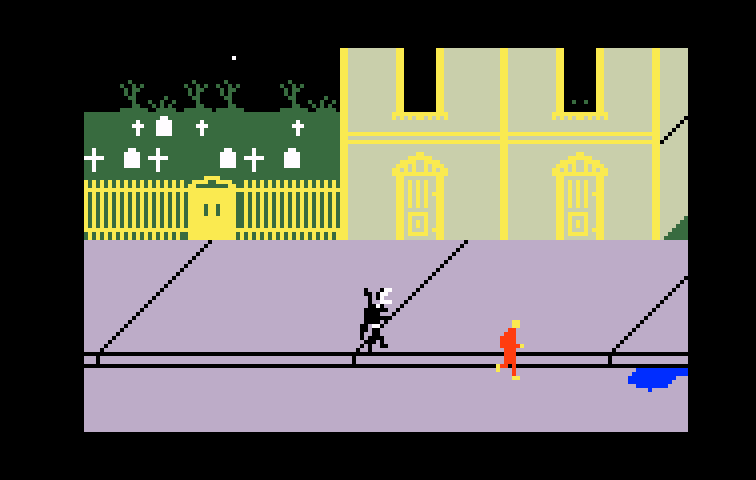 Dracula Intellivision Screenshot: Chasing a victim...