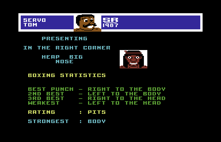 World Cup Soccer Commodore 64 Screenshot: About the players.