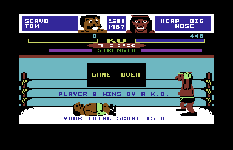 World Cup Soccer Commodore 64 Screenshot: Game over.