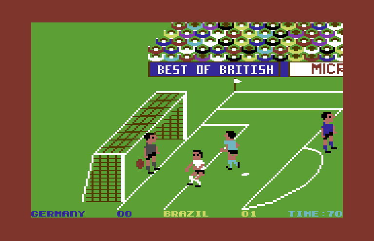 World Cup Soccer Commodore 64 Screenshot: Computer player scores!