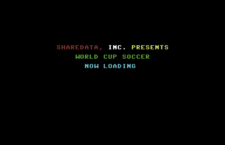 World Cup Soccer Commodore 64 Screenshot: World Cup Soccer loading screen.