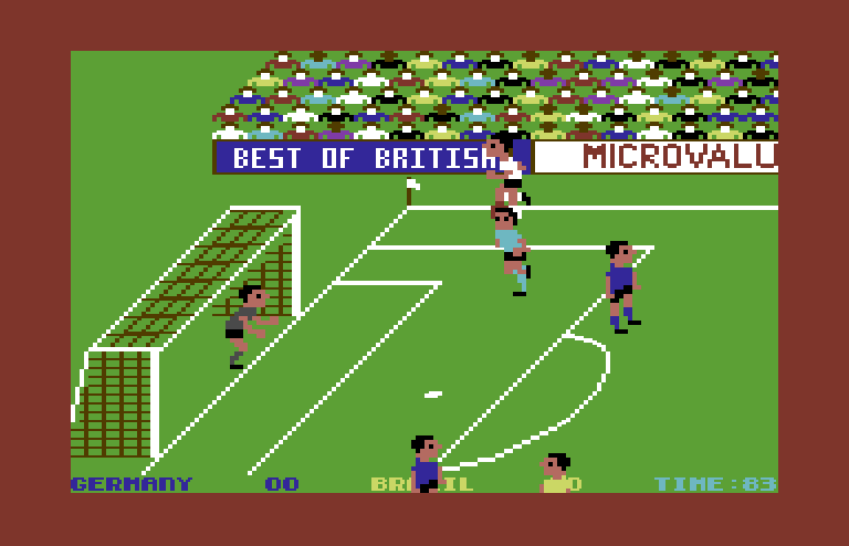 World Cup Soccer Commodore 64 Screenshot: Defending the goal...