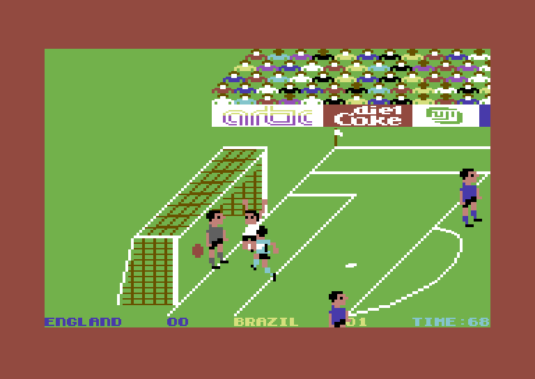 World Cup Soccer Commodore 64 Screenshot: Computer player scores!