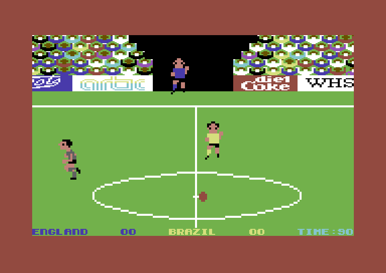 World Cup Soccer Commodore 64 Screenshot: The players take the field...