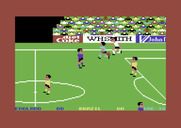 World Cup Soccer for Commodore 64 - The light colored players are the active ones.