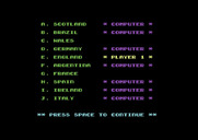World Cup Soccer for Commodore 64 - Other teams will be controlled by the computer.