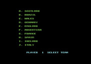 World Cup Soccer for Commodore 64 - Select a team.