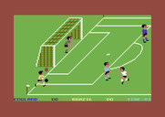 World Cup Soccer for Commodore 64 - Player returns the ball from out of bounds...