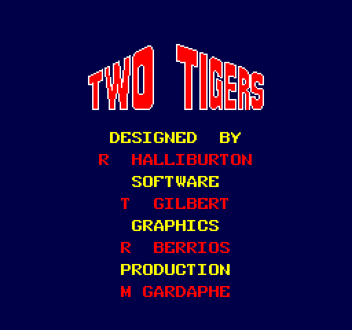 Two Tigers Arcade Screenshot: Title screen.
