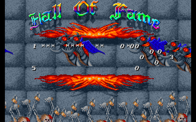 Sword of Sodan Amiga Screenshot: The high scores are assembled!