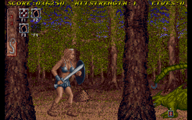 Sword of Sodan Amiga Screenshot: Here comes a rather large lizard!