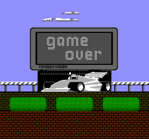 Super Sprint NES / Famicom Screenshot: Game over.